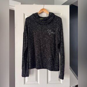 Danskin Women’s Cowl Neck Long Sleeve Black Heather Top “Nana” Graphic L (12–14)